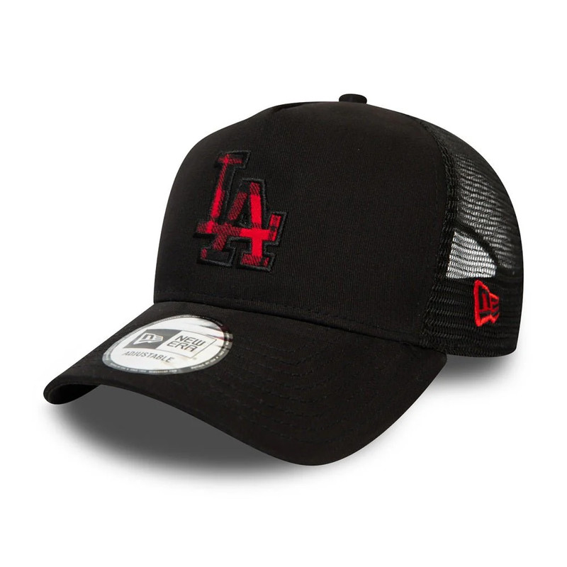 New Era Check Infill Trucker LA Dodgers Cap - Black - قبعة